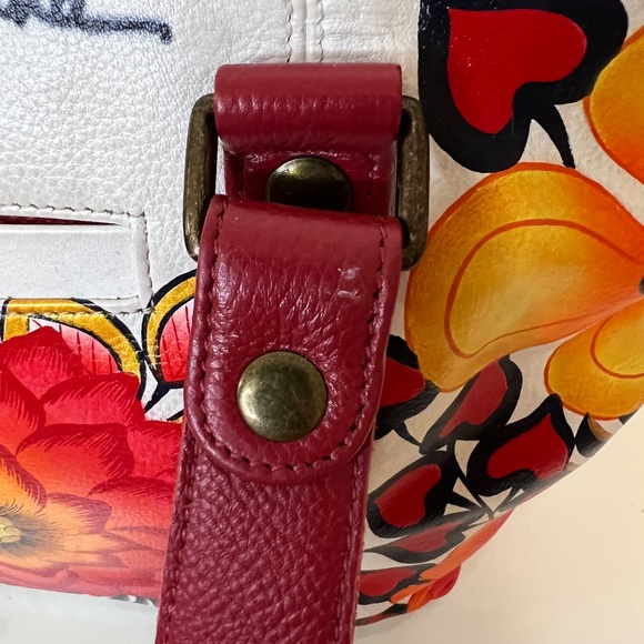 ANUSCHKA Purse Hand Painted Floral Flowers Leather Large Colourful Handbag - Picture 15 of 16